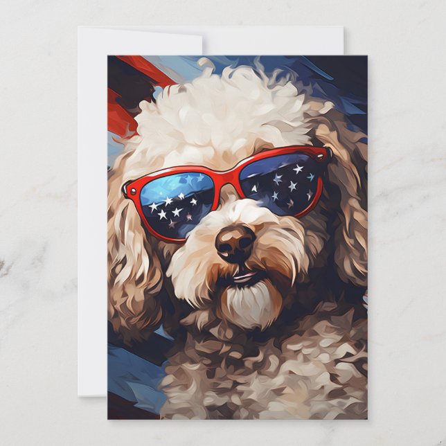 Cartão De Festividades Poodle 4 de julho Dia da Independência (Frente)