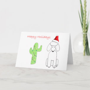 Cartão De Festividades Poodle Cactus Christmas