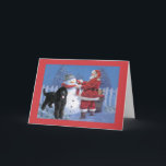 Cartão De Festividades Poodle Christmas Card Papais noeis e Snowman<br><div class="desc">Lembrar a família e os amigos durante o feriado é uma maneira maravilhosa de manter contato com as pessoas que você ama e se importa. Criei estes cartões de natal de cães com amor e cuidado e tenho a certeza de que qualquer pessoa que ame cães ficará encantada em recebê-los....</div>
