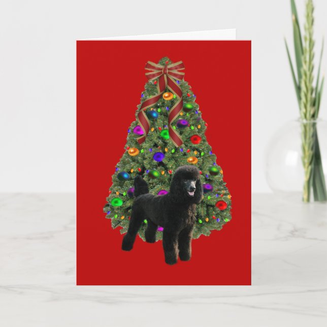 Cartão De Festividades Poodle  Christmas Card Tree (Frente)