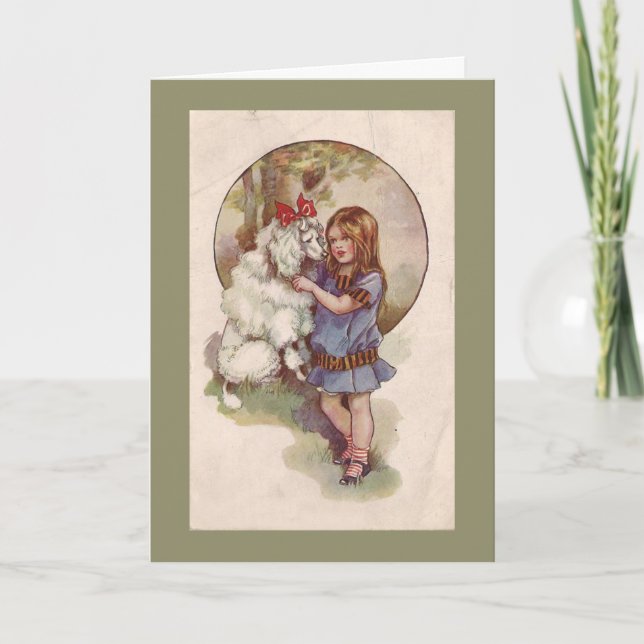 Cartão De Festividades Poodle Christmas Card Vintage (Frente)