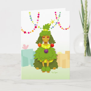 Cartão De Festividades Poodle da Árvore de Natal Engraçado