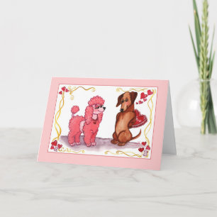 Cartão De Festividades Poodle Dachshund Dog Valentine Card