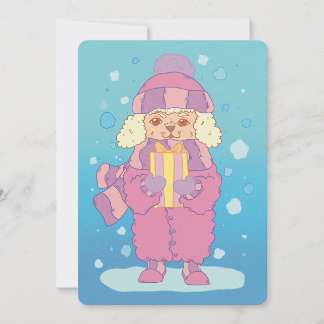 Cartão De Festividades Poodle de Natal (Frente)
