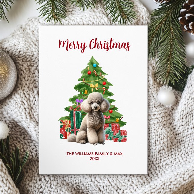 Cartão De Festividades Poodle Dog Family Christmas (Criador carregado)