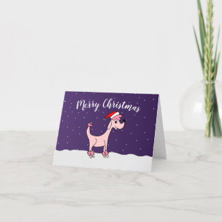 Cartão De Festividades Poodle em quadrinhos cor-de-rosa Posh Paws no Nata