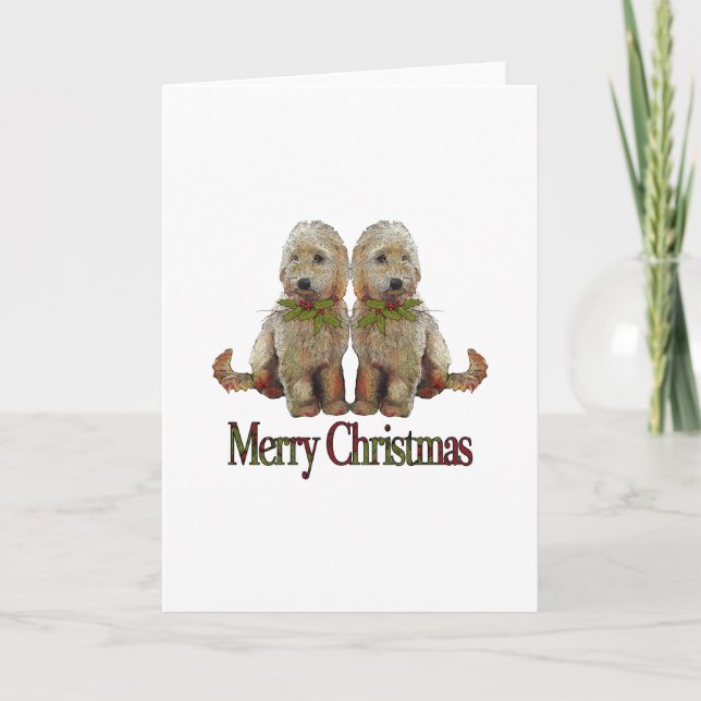 Cartão De Festividades Poodle, Golden Doodle Couple Christmas: Art (Frente)