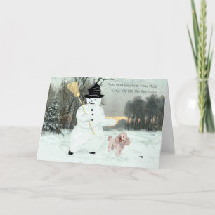Cartão De Festividades Poodle Homem de Neve de Natal