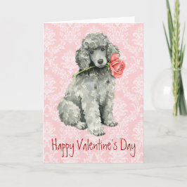Cartão De Festividades Poodle Padrão do Rosa do namorados