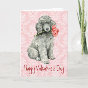 Cartão De Festividades Poodle Padrão do Rosa do namorados
