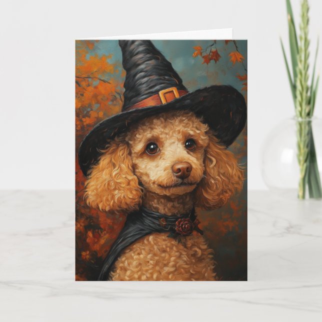 Cartão De Festividades Poodle Pup Halloween (Frente)