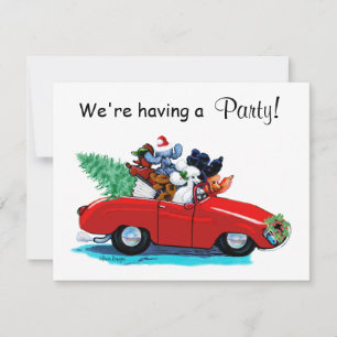 Cartão De Festividades Poodles Carro vintage Art Impressão