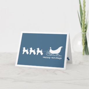 Cartão De Festividades Poodles Pulling Santa's Sleigh