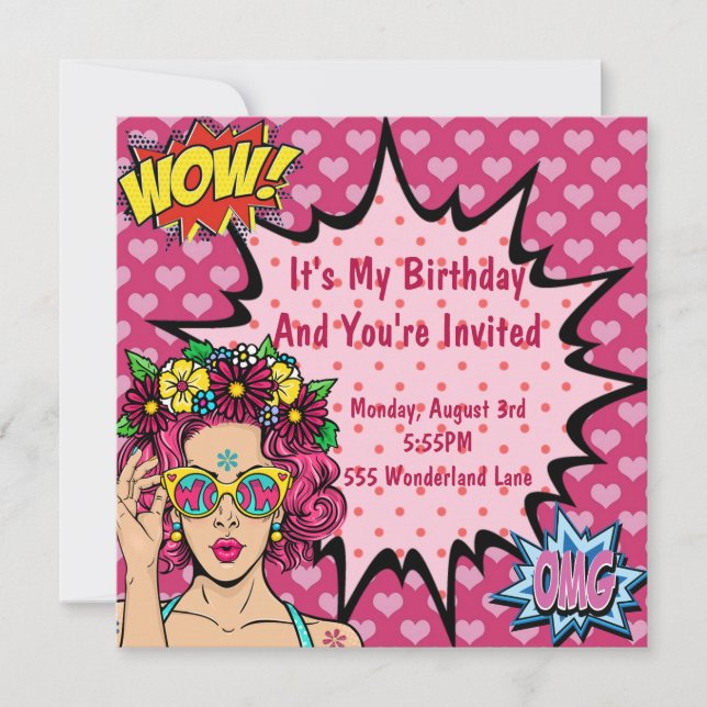 Cartão De Festividades Pop Art Birthday (Frente)