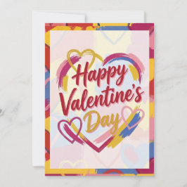 Cartão De Festividades Pop Art Painterly Valentine's Day Postcard