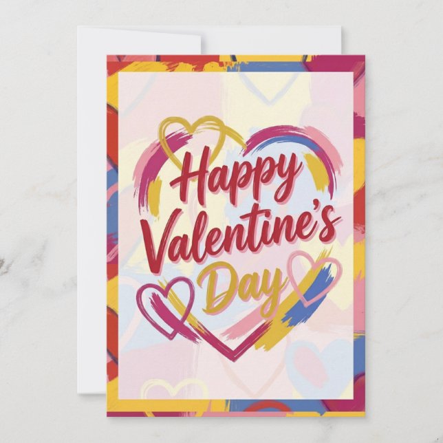 Cartão De Festividades Pop Art Painterly Valentine's Day Postcard  (Frente)