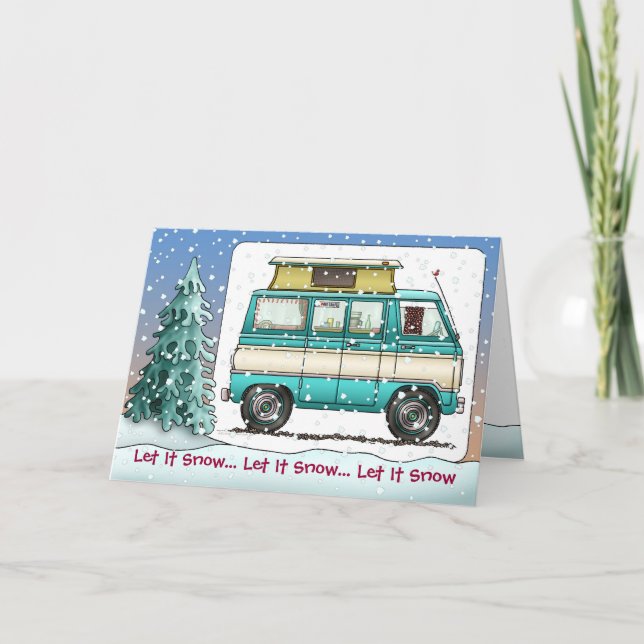 Cartão De Festividades Pop Tpo Van RV Camper Holiday Cards (Frente)