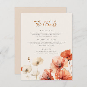 Cartão De Festividades Poppies e Flores Selvagens O Casamento dos Detalhe