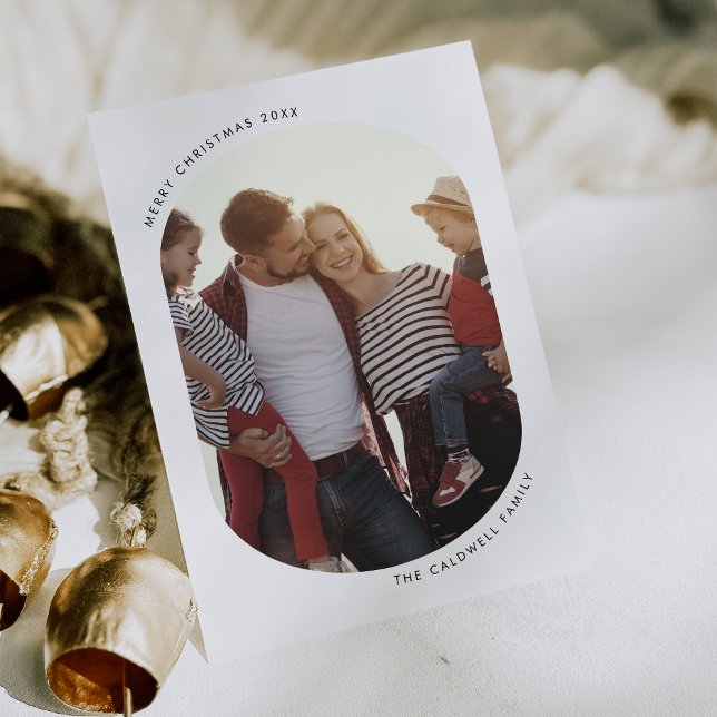 Cartão De Festividades POPPY Black Modern Fun Family DIY Foto do Natal (POPPY Black Modern Fun Family DIY Photo Christmas Holiday Card)