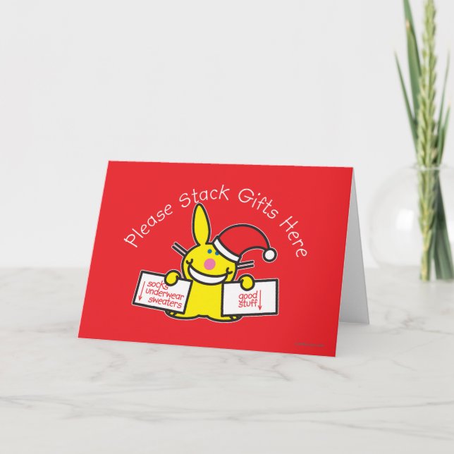 Cartão De Festividades Por favor, empilhe presentes aqui (Frente)