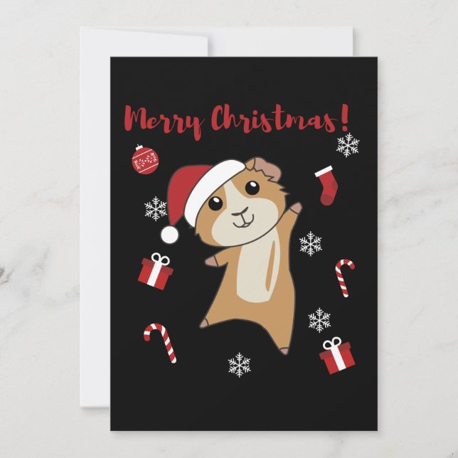 Cartão De Festividades Porquinhos-da-índia Animais de Inverno de Natal (Frente)