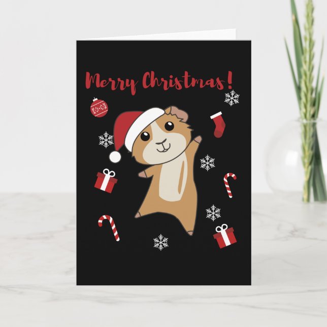 Cartão De Festividades Porquinhos-da-índia de Natal Animais de Inverno (Frente)