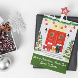 Cartão De Festividades Porta decorada da casa da família