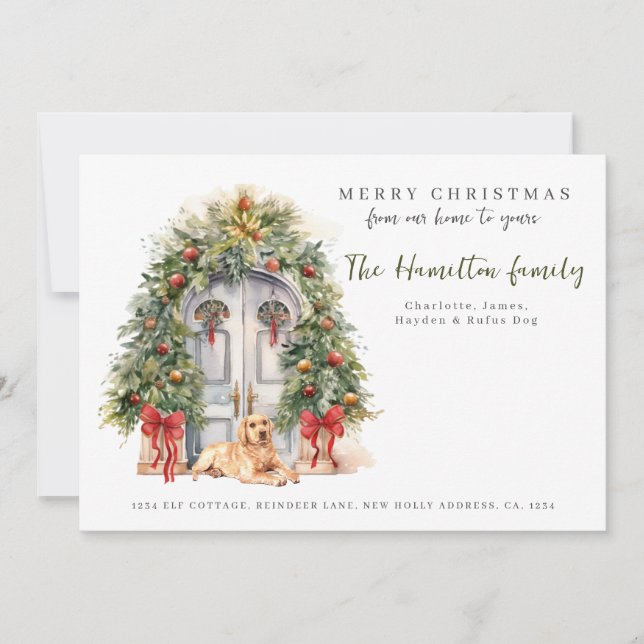 Cartão De Festividades Porta frontal com Natal Labrador (Frente)