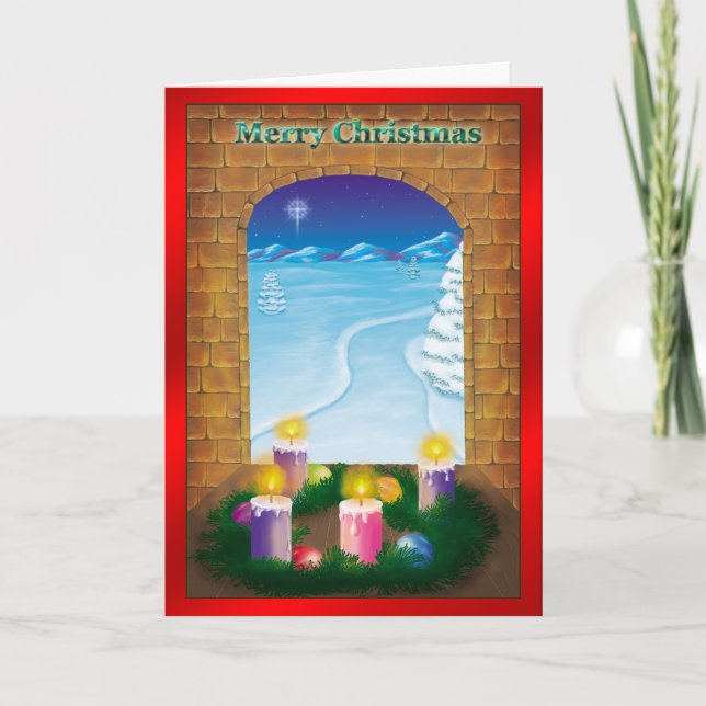 Cartão De Festividades Portas ao Natal (Frente)
