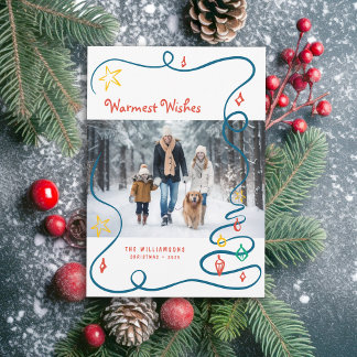 Cartão De Festividades Portas de Natal Whimsical desenhadas à mão com fot