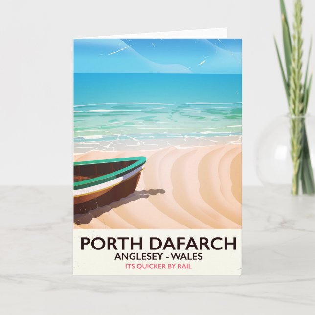 Cartão De Festividades Porth Dafarch, Anglesey Welsh poster de praia (Frente)