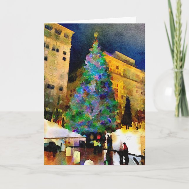Cartão De Festividades Portland Pioneer Square at Christmas Cards (Frente)