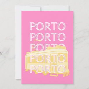 Cartão De Festividades Porto Viagem Art, Portugal, rosa