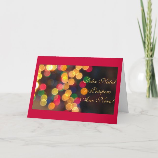 Cartão De Festividades Portuguese: Luzes de Natal (Frente)