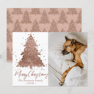 Cartão De Festividades Posh Felry Christmas Foto da Árvore Dourada Glam