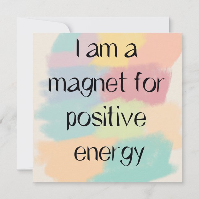 Cartão De Festividades Positive Energy Watercolor Quote Art Card (Frente)