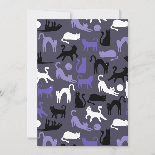 Cartão De Festividades Posse de Gato Gótico Adorável em Ioga (Frente)