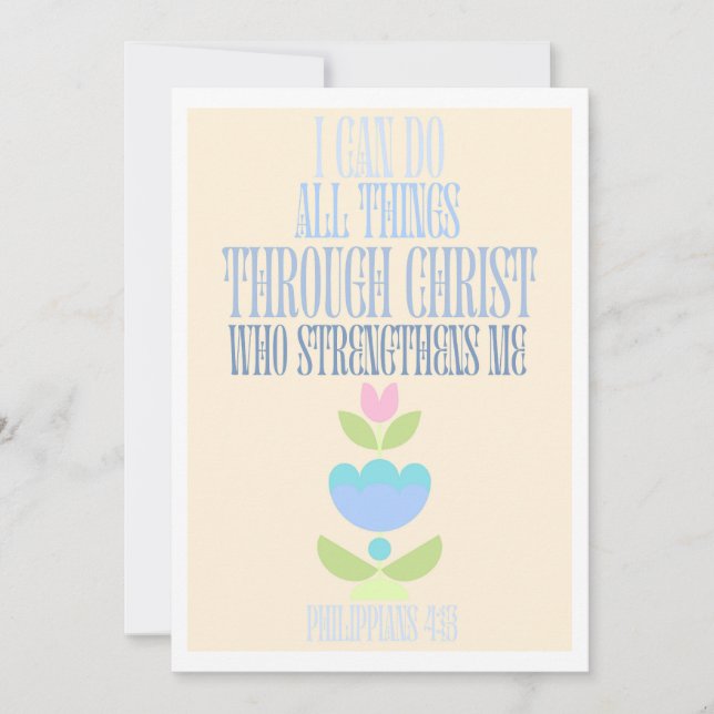 Cartão De Festividades Posso Fazer Tudo Através Da Fé Cristã Cristo (Frente)