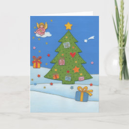 Cartão De Festividades Postal de natal anjo em nuvem
