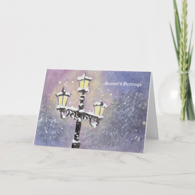 Cartão De Festividades Poste de Iluminação em Roxo (Frente)