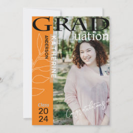 Cartão De Festividades Poster de Graduação - Laranja de Foto Estilado