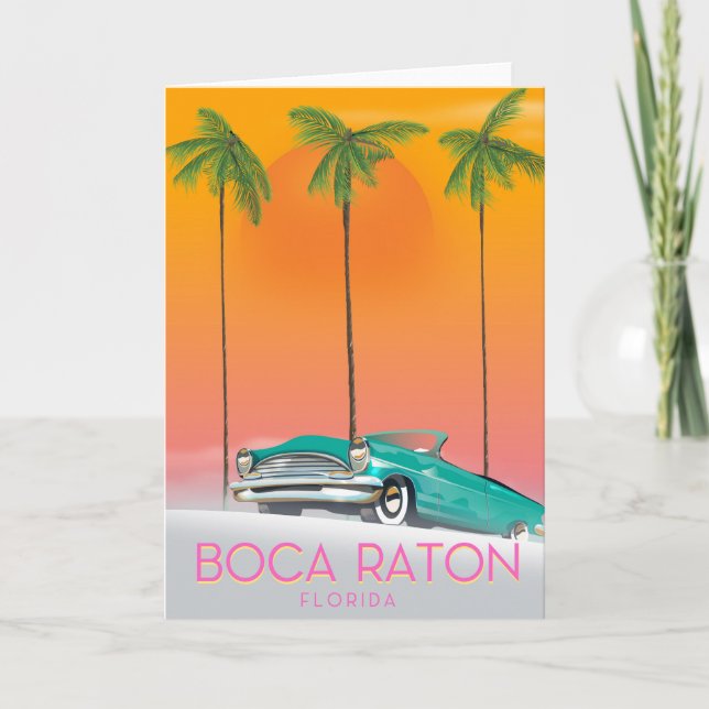 Cartão De Festividades Poster de viagens Boca Raton da Flórida. (Frente)