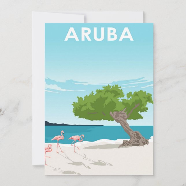 Cartão De Festividades Poster de viagens da Ilha de Aruba (Frente)