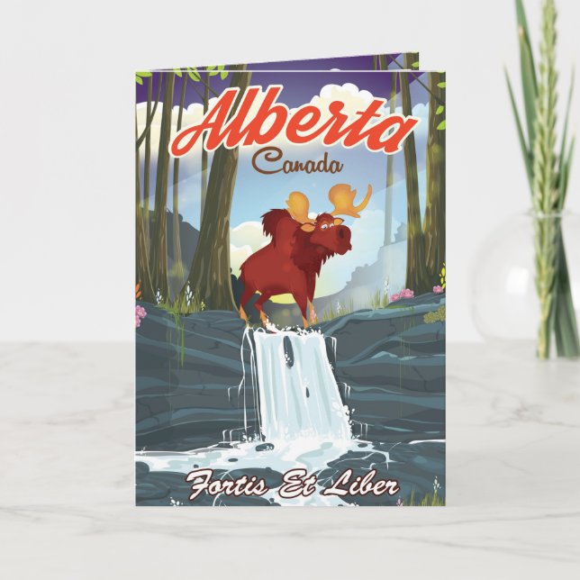Cartão De Festividades Poster de viagens de desenho animado Alberta Canad (Frente)