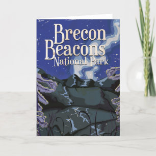 Cartão De Festividades Poster de viagens ferroviário Brecon Beacons Vint