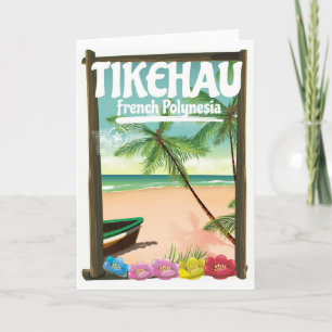 Cartão De Festividades Poster de viagens francês da Polinésia de Tikehau.