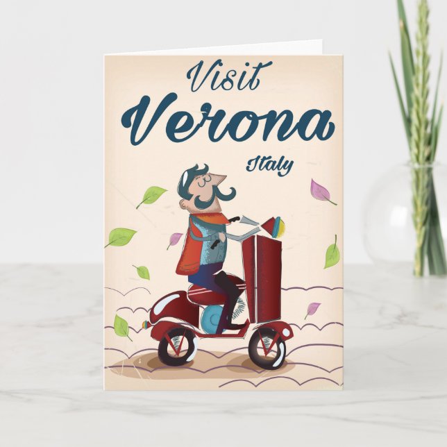 Cartão De Festividades Poster de viagens patinete italiano Verona (Frente)