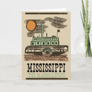 Cartão De Festividades poster viagens vintage de barco do rio Mississippi