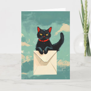 Cartão De Festividades Posto Preto de Letra Cat