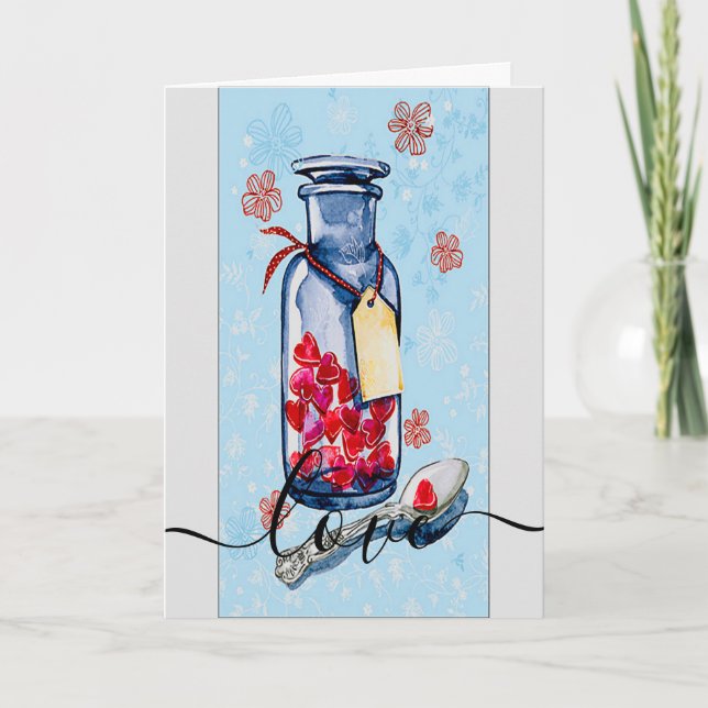 Cartão De Festividades Pote de Pedra de Amor (Frente)